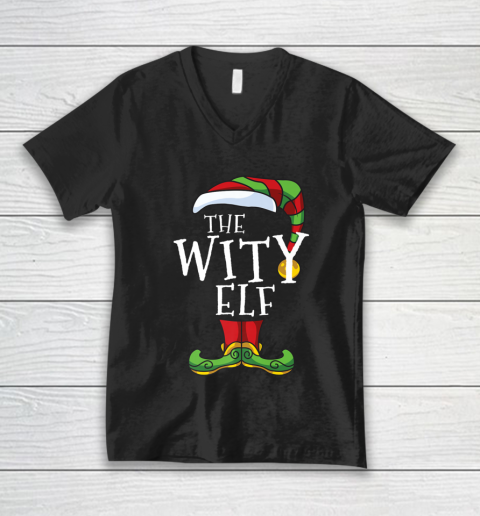 Witty Elf Family Matching Christmas Group Funny Pajama V-Neck T-Shirt