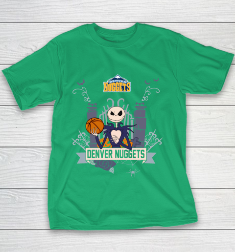 NBA Denver Nuggets Basketball Jack Skellington Halloween Youth T-Shirt 3