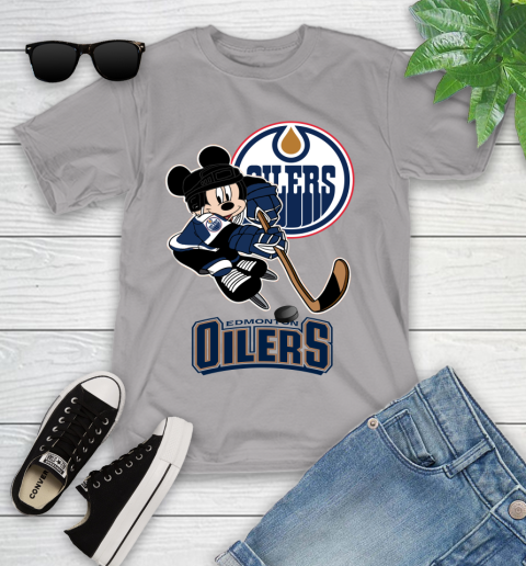 NHL Edmonton Oilers Mickey Mouse Disney Hockey T Shirt Youth T-Shirt 4