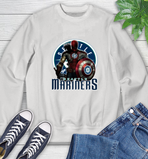 MLB Captain America Thor Spider Man Hawkeye Avengers Endgame Baseball Seattle Mariners Sweatshirt