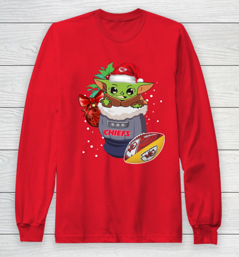 Kansas City Chiefs Christmas Baby Yoda Star Wars Funny Happy NFL Long Sleeve T-Shirt 10