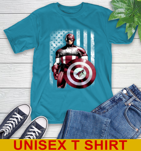 Arizona Coyotes NHL Hockey Captain America Marvel Avengers American Flag Shirt T-Shirt 9