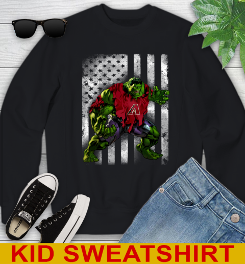Arizona Diamondbacks Hulk Marvel Avengers MLB Baseball American Flag Youth Sweatshirt
