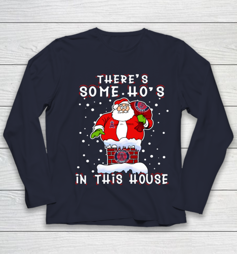 Los Angeles Angels Christmas There Is Some Hos In This House Santa Stuck In The Chimney MLB Youth Long Sleeve 2