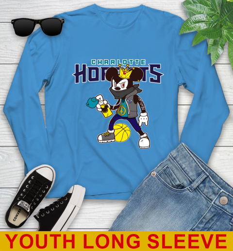 Charlotte Hornets NBA Basketball Mickey Peace Sign Sports Youth Long Sleeve - Image 9