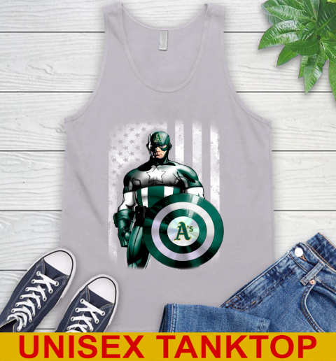 Oakland Athletics MLB Baseball Captain America Marvel Avengers American Flag Shirt Tank Top 3