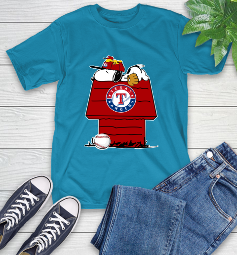 MLB Texas Rangers Snoopy Woodstock The Peanuts Movie Baseball T Shirt T-Shirt 8