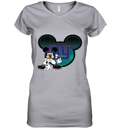 NFL New York Giants Mickey Mouse Disney Football T Shirt rrY8GZoJq7Q women v neck t shirt 39 95 151514 front sport grey
