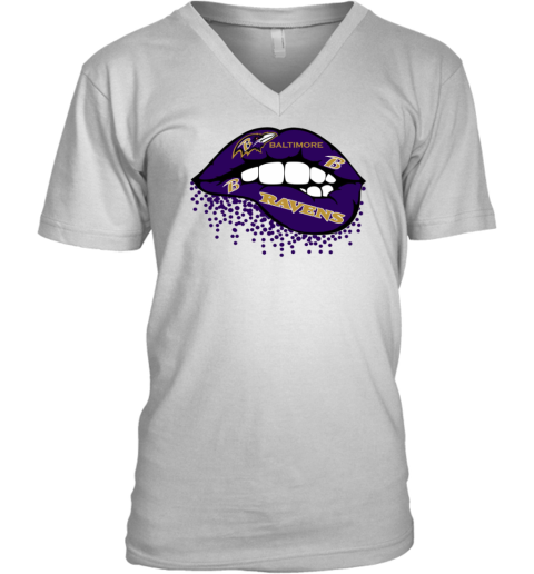 Baltimore Ravens Inspired Lips V-Neck T-Shirt
