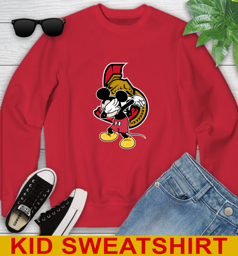 Ottawa Senators NHL Hockey Dabbing Mickey Disney Sports Youth Sweatshirt 8
