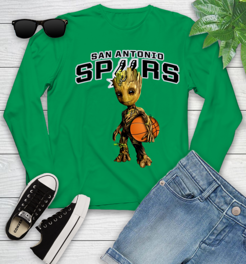 San Antonio Spurs NBA Basketball Groot Marvel Guardians Of The Galaxy Youth Long Sleeve 6