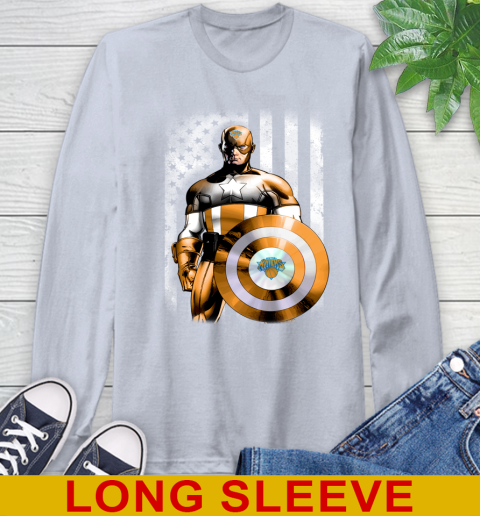 New York Knicks NBA Basketball Captain America Marvel Avengers American Flag Shirt Long Sleeve T-Shirt 6