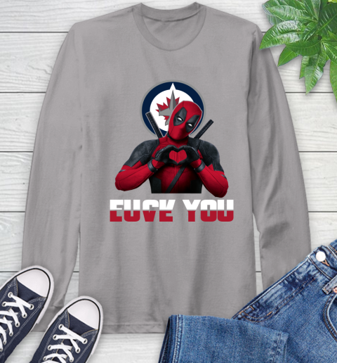 NHL Winnipeg Jets Deadpool Love You Fuck You Hockey Sports Long Sleeve T-Shirt 6