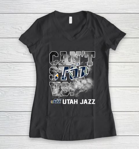 NBA Utah Jazz Basketball Can't Stop Vs Women's V-Neck T-Shirt 6