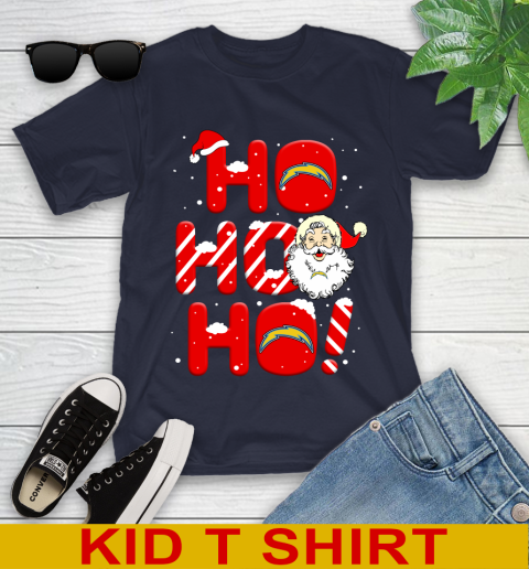 Los Angeles Chargers NFL Football Ho Ho Ho Santa Claus Merry Christmas Shirt Youth T-Shirt 2