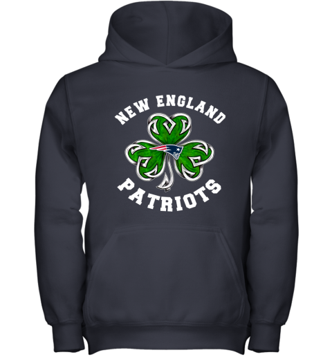 NFL New England Patriots Three Leaf Clover St Patrick's Day Football Sports Z87WNB43Brk youth hoodie 43 95 151514 front navy