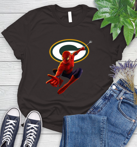 NFL Spider Man Avengers Endgame Football Green Bay Packers Women's T-Shirt 8