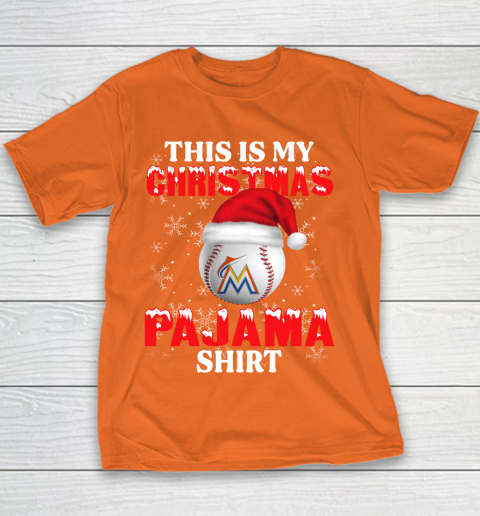 Miami Marlins This Is My Christmas Pajama Shirt MLB Youth T-Shirt 4