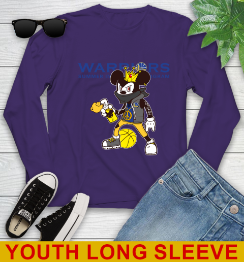 Golden State Warriors NBA Basketball Mickey Peace Sign Sports Youth Long Sleeve 5
