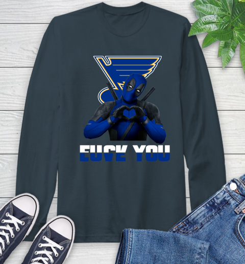 NHL St.Louis Blues Deadpool Love You Fuck You Hockey Sports Long Sleeve T-Shirt 9