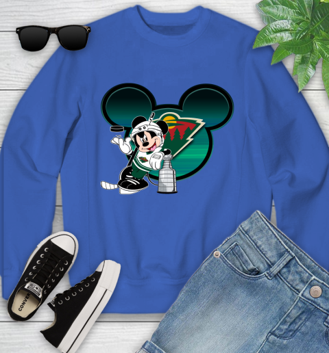 NHL Minnesota Wild Stanley Cup Mickey Mouse Disney Hockey T Shirt Youth Sweatshirt 8