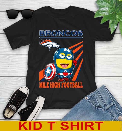 NFL Football Denver Broncos Captain America Marvel Avengers Minion Shirt Youth T-Shirt