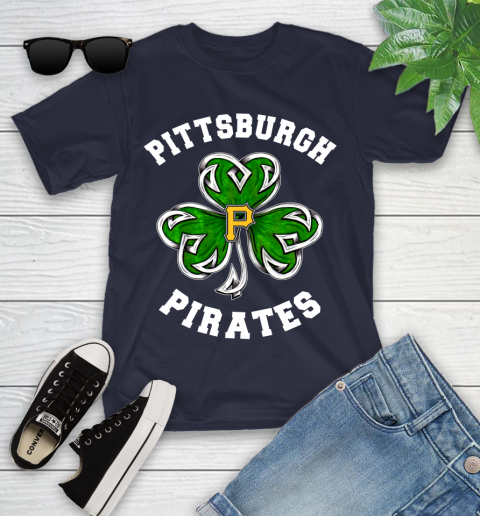 MLB Pittsburgh Pirates Three Leaf Clover St Patrick's Day Baseball Sports Youth T-Shirt 2