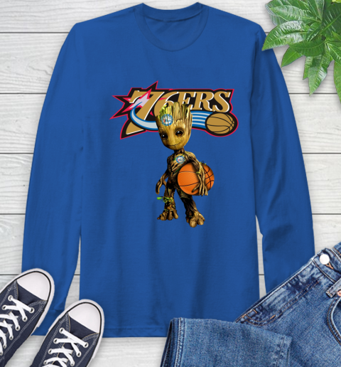 Philadelphia 76ers NBA Basketball Groot Marvel Guardians Of The Galaxy Long Sleeve T-Shirt 9