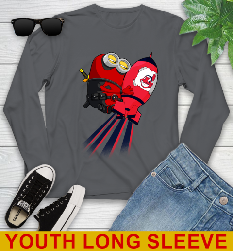 MLB Baseball Cleveland Indians Deadpool Minion Marvel Shirt Youth Long Sleeve 9