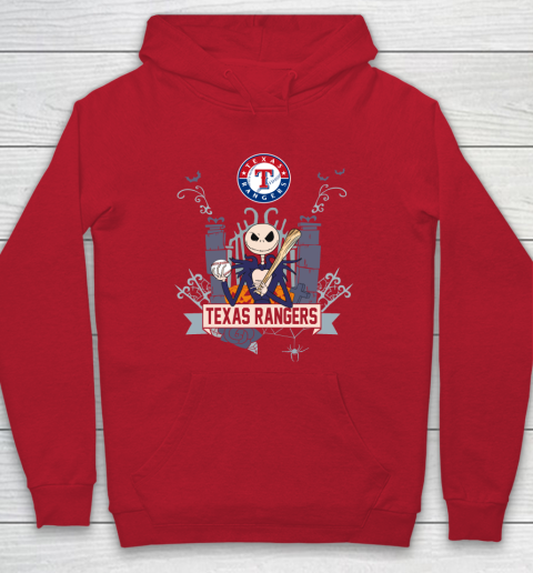 MLB Texas Rangers Baseball Jack Skellington Halloween Hoodie 7