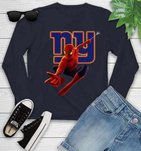 NFL Spider Man Avengers Endgame Football New York Giants Youth Long Sleeve 3