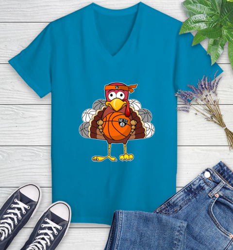 Brooklyn Nets Turkey thanksgiving day Women's V-Neck T-Shirt 7