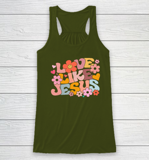 Love Like Jesus Christian Bible Verse Trendy Floral Heart Racerback Tank 2