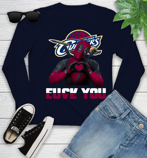 NBA Cleveland Cavaliers Deadpool Love You Fuck You Basketball Sports Youth Long Sleeve 2