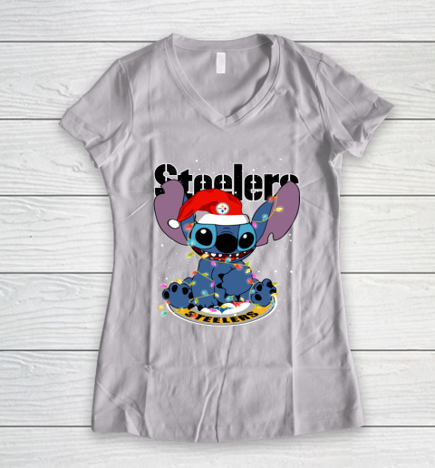 Pittsburgh Steelers NFL Football noel stitch Christmas Women's V-Neck T-Shirt