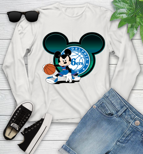 NBA Philadelphia 76ers Mickey Mouse Disney Basketball Youth Long Sleeve 12