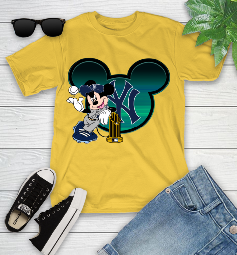 MLB New York Yankees The Commissioner's Trophy Mickey Mouse Disney Youth T-Shirt 8