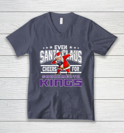 Sacramento Kings Even Santa Claus Cheers For Christmas NBA V-Neck T-Shirt 7
