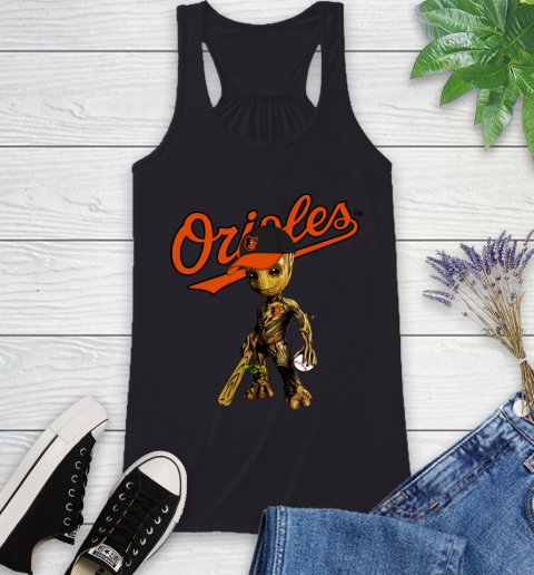 MLB Baltimore Orioles Groot Guardians Of The Galaxy Baseball Racerback Tank 2