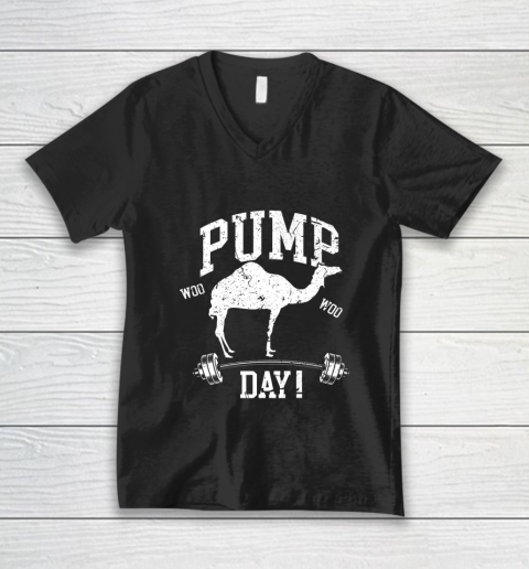 Funny Pump Day Hump Day Camel Weight Lifting Training Gym V-Neck T-Shirt