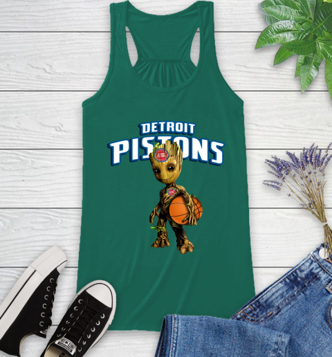 Detroit Pistons NBA Basketball Groot Marvel Guardians Of The Galaxy Racerback Tank 7