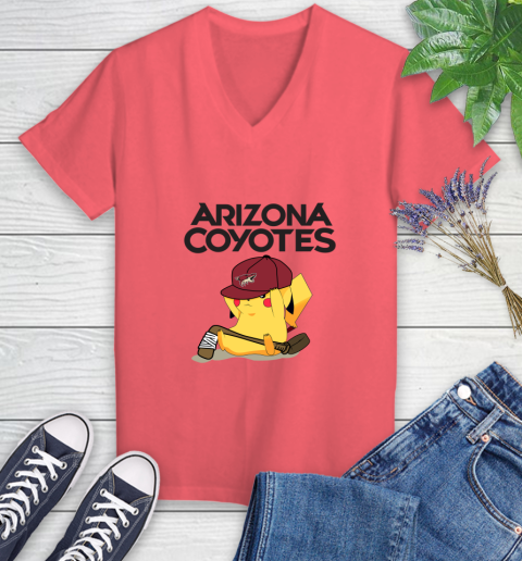 NHL Pikachu Hockey Sports Arizona Coyotes Women's V-Neck T-Shirt 6