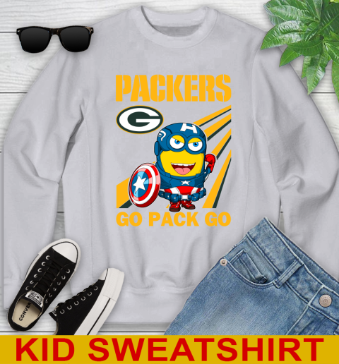 NFL Football Green Bay Packers Captain America Marvel Avengers Minion Shirt Youth Sweatshirt 3