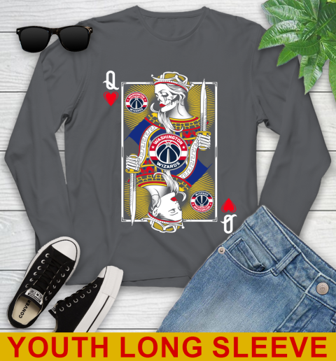 NBA Basketball Washington Wizards The Queen Of Hearts Card Shirt Youth Long Sleeve 9