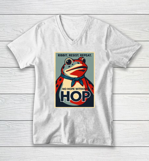 Resist Portland Frog I Stand With Frog Ribit Resist Repeat V-Neck T-Shirt