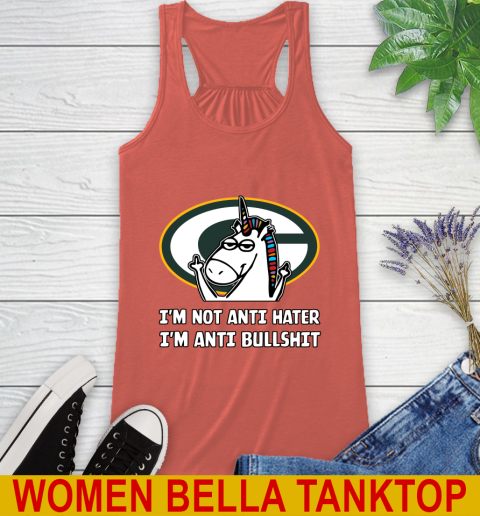 Green Bay Packers NFL Football Unicorn I'm Not Anti Hater I'm Anti Bullshit Racerback Tank 4