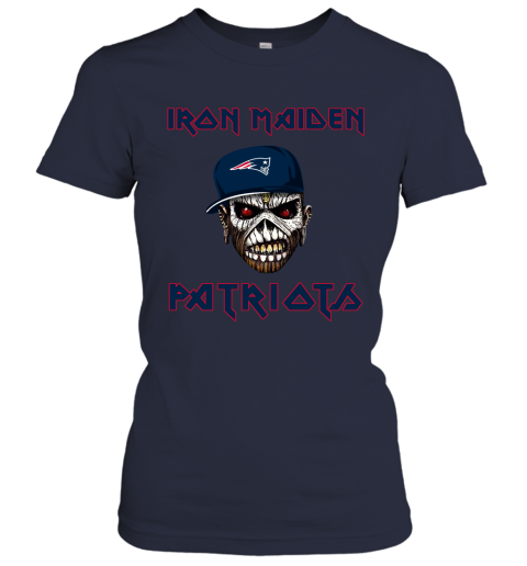 NFL New England Patriots Iron Maiden Rock Band Music Football Sports KFVFrKMSO8W ladies t shirt 20 95 151514 front navy