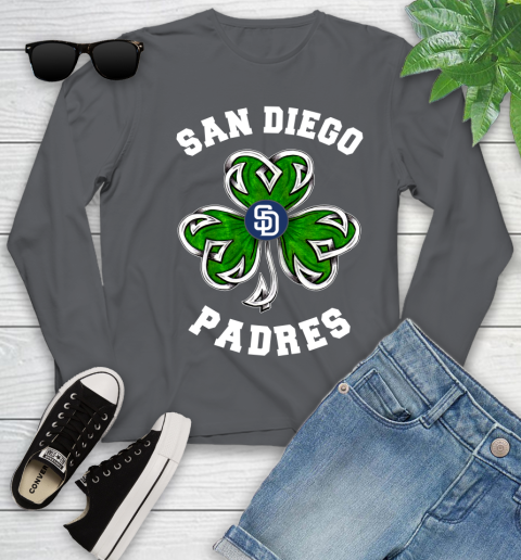 MLB San Diego Padres Three Leaf Clover St Patrick's Day Baseball Sports Youth Long Sleeve 9