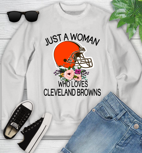 NFL Just A Woman Who Loves Cleveland Browns Football Sports Youth Sweatshirt