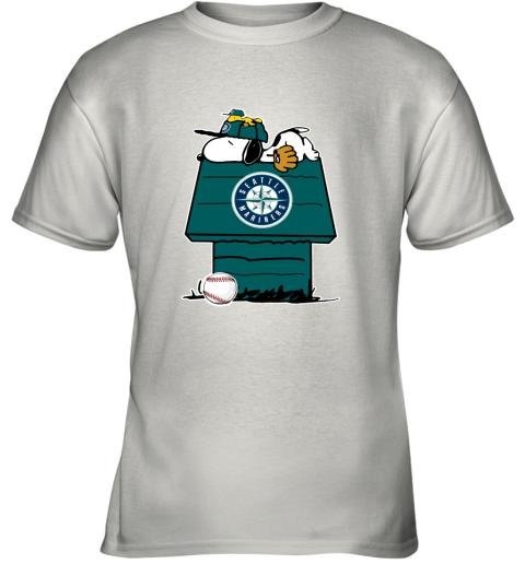 Seattle Marinerssnoopy And Woodstock Resting Together MLB Youth T-Shirt